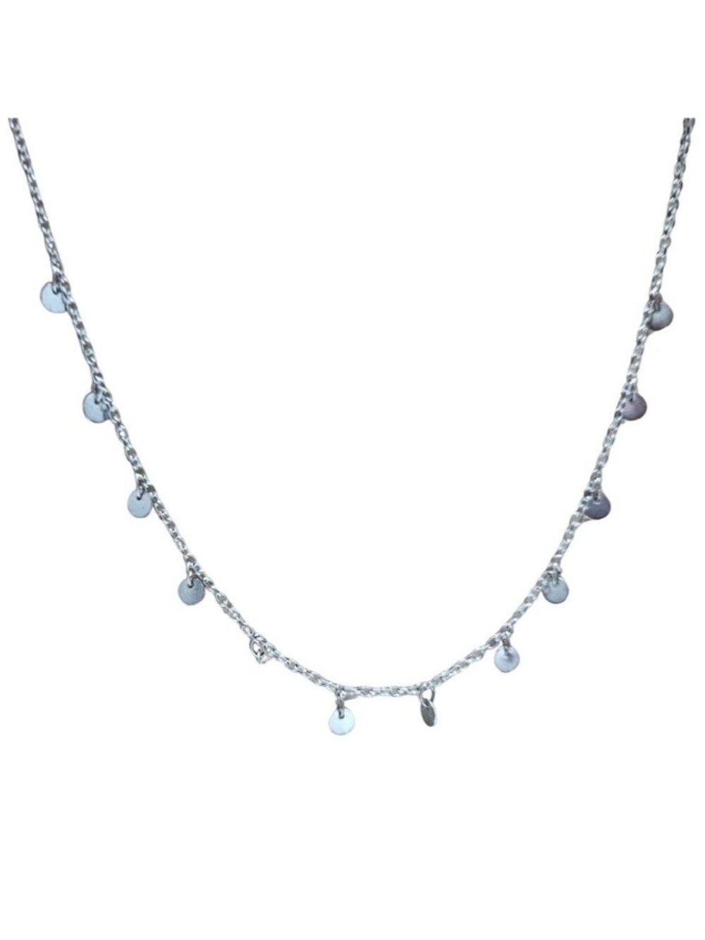 Elegant Coin Disc Charm Necklace Statement Silver Tone Chain Fashion Jewelry